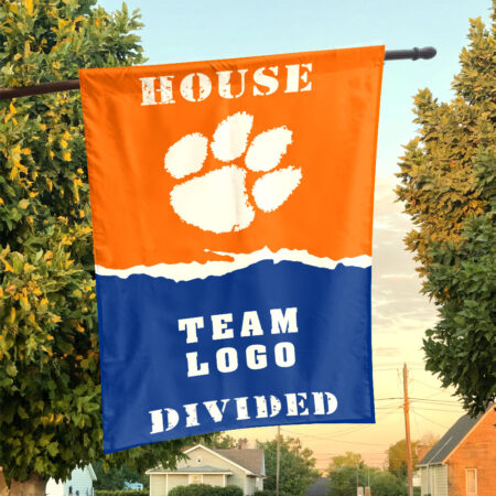 Clemson Tigers vs Custom Team House Divided Flag, NCAA House Flag