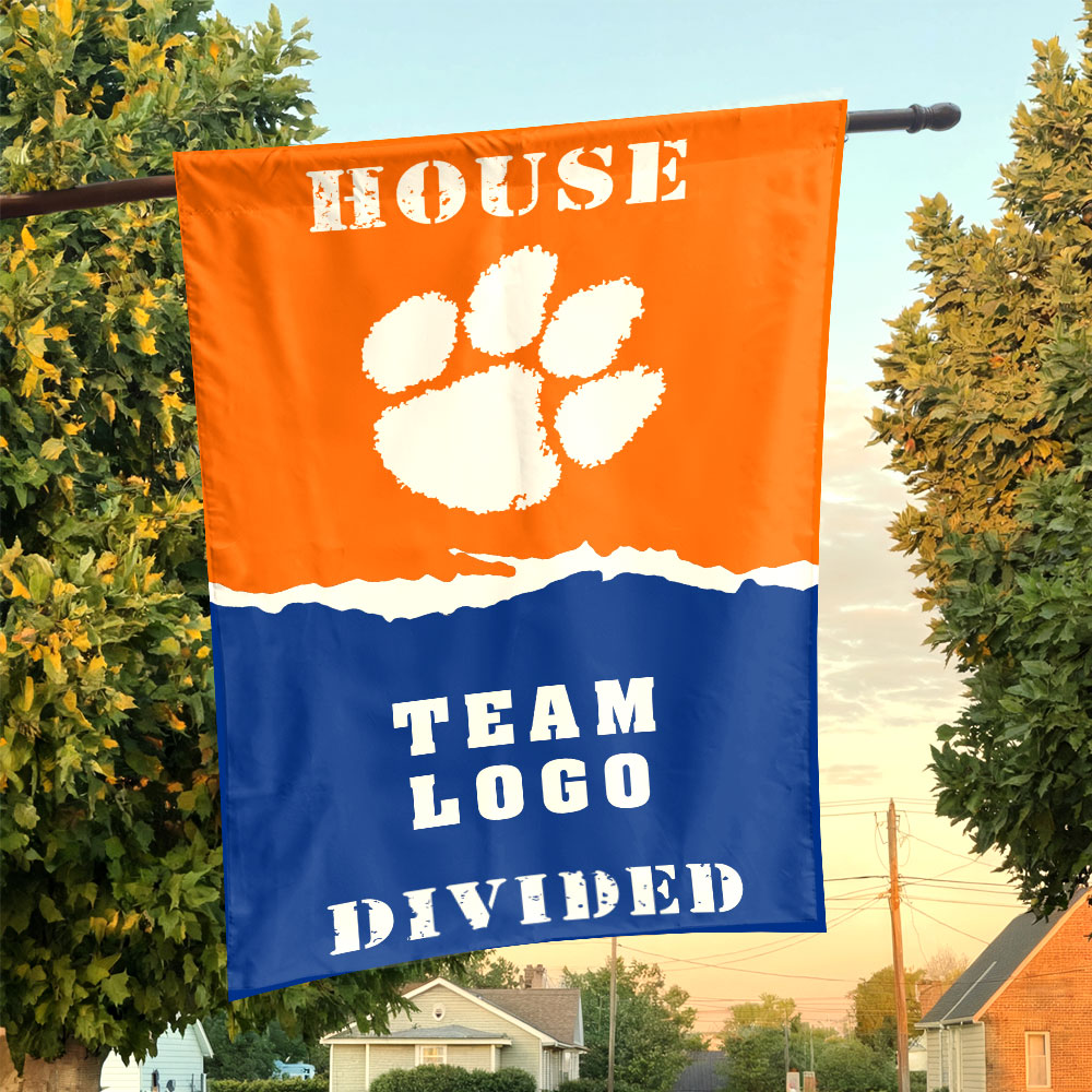 Clemson Tigers vs Custom Team House Divided Flag, NCAA House Flag Clemson Tigers vs Custom Team House Divided Flag, NCAA House Flag