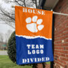 Clemson Tigers vs Custom Team House Divided Flag, NCAA House Flag 1 Clemson Tigers vs Custom Team House Divided Flag, NCAA House Flag