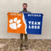 Clemson Tigers vs Custom Team House Divided Flag, NCAA House Flag 2 Clemson Tigers vs Custom Team House Divided Flag, NCAA House Flag