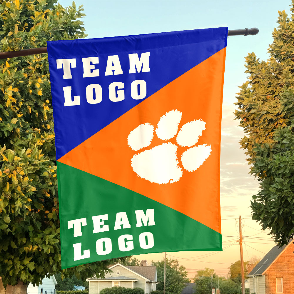 Clemson Tigers vs Custom Team House Divided Flag, NCAA Spirit Flag Clemson Tigers vs Custom Team House Divided Flag, NCAA Spirit Flag