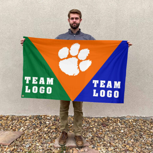Clemson Tigers vs Custom Team House Divided Flag, NCAA Spirit Flag Clemson Tigers vs Custom Team House Divided Flag, NCAA Spirit Flag