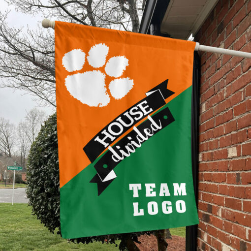 Clemson Tigers vs Custom Team House Divided Flag, NCAA Team Flag Clemson Tigers vs Custom Team House Divided Flag, NCAA Team Flag
