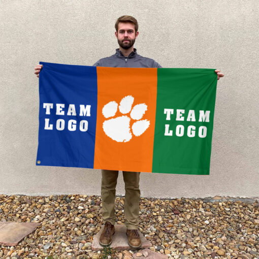Clemson Tigers vs Custom Team House Divided Flag, NCAA Two Team Flag Clemson Tigers vs Custom Team House Divided Flag, NCAA Two Team Flag