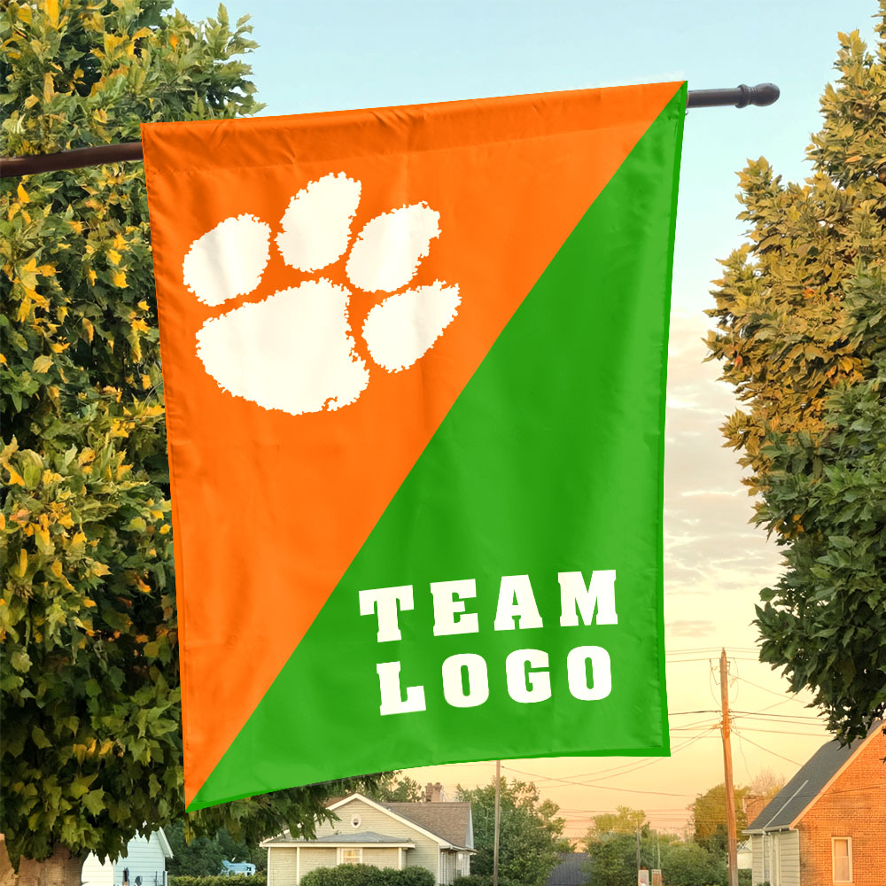 Clemson Tigers vs Custom Team House Divided Flag, Personalized College Flag Clemson Tigers vs Custom Team House Divided Flag, Personalized College Flag