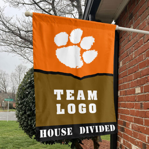 Clemson Tigers vs Custom Team House Divided Flag, Personalized House Flag Clemson Tigers vs Custom Team House Divided Flag, Personalized House Flag