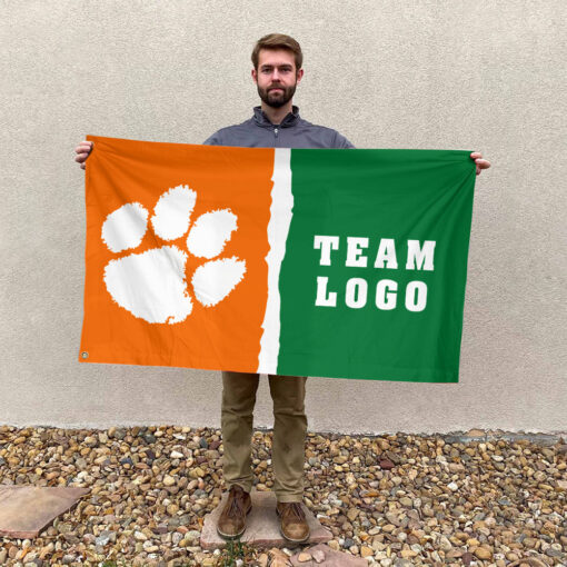 Clemson Tigers vs Custom Team House Divided Flag, Personalized NCAA Flag Clemson Tigers vs Custom Team House Divided Flag, Personalized NCAA Flag