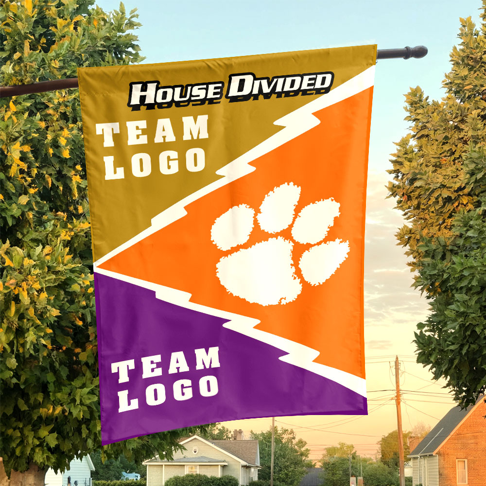 Clemson Tigers vs Custom Team House Divided Flag, Personalized Spirit Flag Clemson Tigers vs Custom Team House Divided Flag, Personalized Spirit Flag