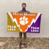 Clemson Tigers vs Custom Team House Divided Flag, Personalized Spirit Flag 2 Clemson Tigers vs Custom Team House Divided Flag, Personalized Spirit Flag