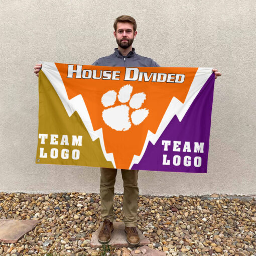 Clemson Tigers vs Custom Team House Divided Flag, Personalized Spirit Flag Clemson Tigers vs Custom Team House Divided Flag, Personalized Spirit Flag