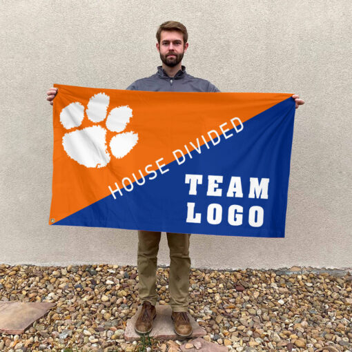Clemson Tigers vs Custom Team House Divided Flag, Personalized Split Flag Clemson Tigers vs Custom Team House Divided Flag, Personalized Split Flag
