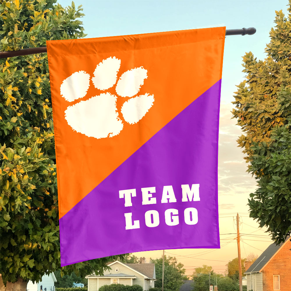 Clemson Tigers vs Custom Team House Divided Flag, Personalized Team Flag Clemson Tigers vs Custom Team House Divided Flag, Personalized Team Flag