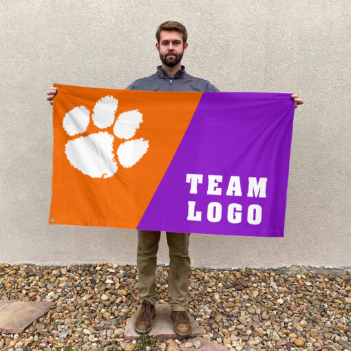 Clemson Tigers vs Custom Team House Divided Flag, Personalized Team Flag Clemson Tigers vs Custom Team House Divided Flag, Personalized Team Flag