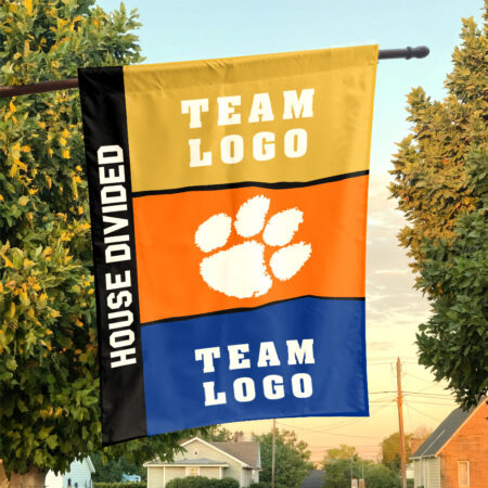 Clemson Tigers vs Custom Team House Divided Flag, Personalized Two Team Flag