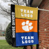 Clemson Tigers vs Custom Team House Divided Flag, Personalized Two Team Flag 1 Clemson Tigers vs Custom Team House Divided Flag, Personalized Two Team Flag