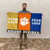 Clemson Tigers vs Custom Team House Divided Flag, Personalized Two Team Flag 2 Clemson Tigers vs Custom Team House Divided Flag, Personalized Two Team Flag