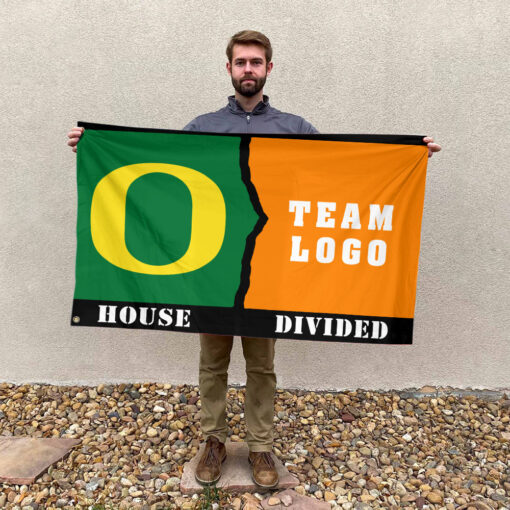 Ducks vs Custom Team House Divided Flag, College Custom Flag