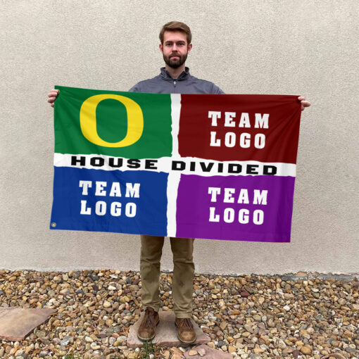 Ducks vs Custom Team House Divided Flag, Custom NCAA Flag
