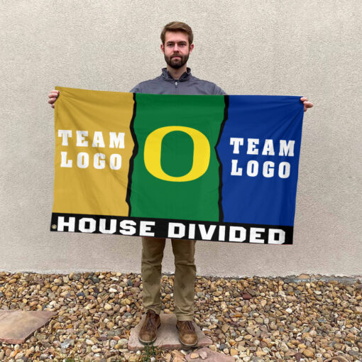 Ducks vs Custom Team House Divided Flag, Custom Split Flag Ducks vs Custom Team House Divided Flag, Custom Split Flag