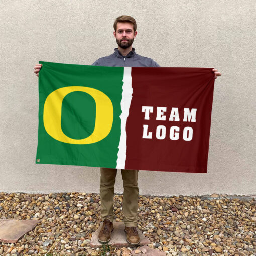 Ducks vs Custom Team House Divided Flag, NCAA College Rivalry Flag Ducks vs Custom Team House Divided Flag, NCAA College Rivalry Flag