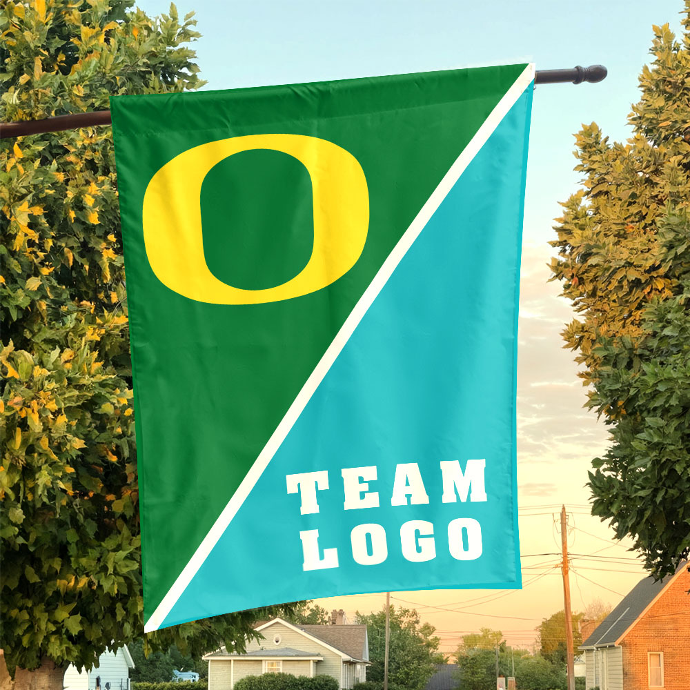 Ducks vs Custom Team House Divided Flag, NCAA Game Day Flag Ducks vs Custom Team House Divided Flag, NCAA Game Day Flag