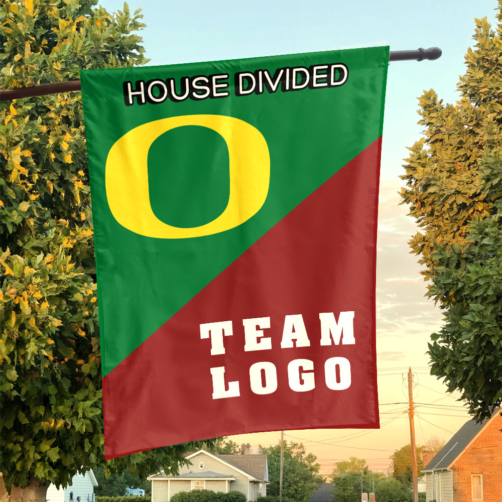 Ducks vs Custom Team House Divided Flag, NCAA Spirit Flag Ducks vs Custom Team House Divided Flag, NCAA Spirit Flag