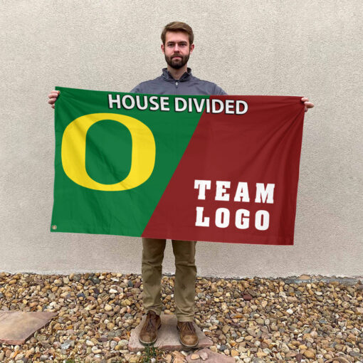 Ducks vs Custom Team House Divided Flag, NCAA Spirit Flag Ducks vs Custom Team House Divided Flag, NCAA Spirit Flag