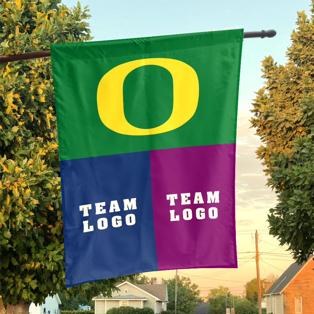 Ducks vs Custom Team House Divided Flag, NCAA Split Flag Ducks vs Custom Team House Divided Flag, NCAA Split Flag