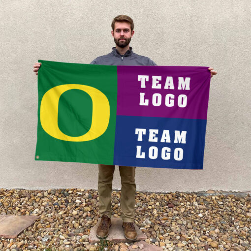 Ducks vs Custom Team House Divided Flag, NCAA Split Flag Ducks vs Custom Team House Divided Flag, NCAA Split Flag
