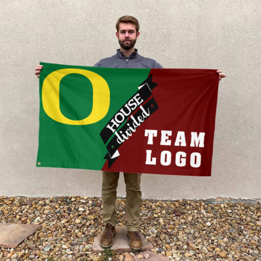 Ducks vs Custom Team House Divided Flag, NCAA Two Team Flag Ducks vs Custom Team House Divided Flag, NCAA Two Team Flag