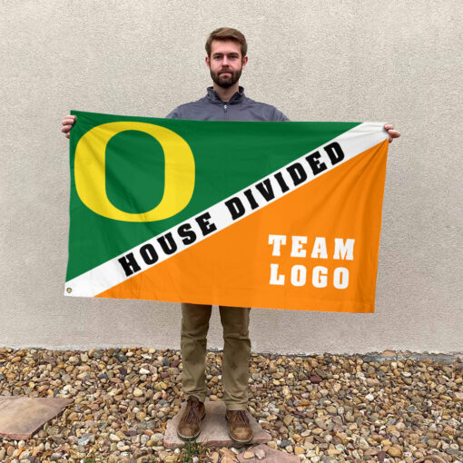 Ducks vs Custom Team House Divided Flag, Personalized Two Team Flag