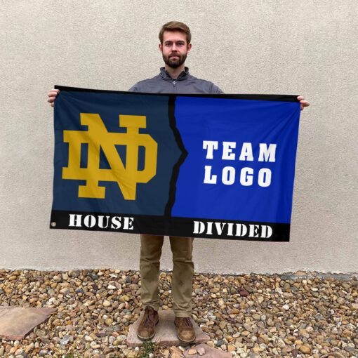 Fighting Irish vs Custom Team House Divided Flag, Custom Game Day Flag