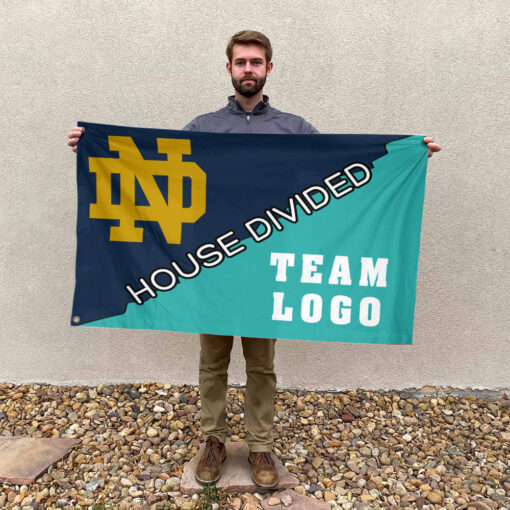 Fighting Irish vs Custom Team House Divided Flag, Custom NCAA Flag