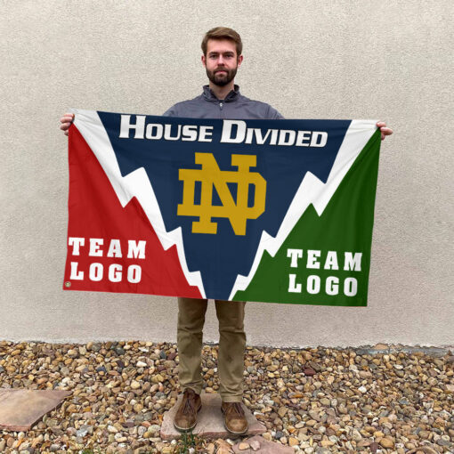 Fighting Irish vs Custom Team House Divided Flag, Custom Rival Flag