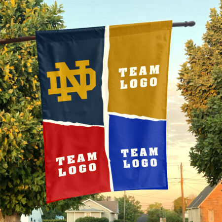 Fighting Irish vs Custom Team House Divided Flag, Custom Rivalry Flag