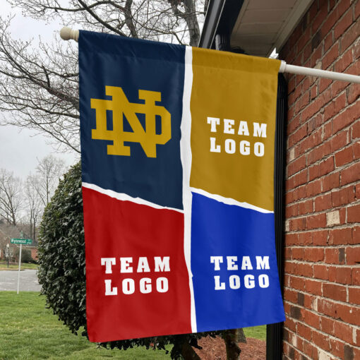 Fighting Irish vs Custom Team House Divided Flag, Custom Rivalry Flag