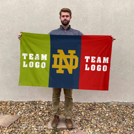 Fighting Irish vs Custom Team House Divided Flag, Custom Two Team Flag Fighting Irish vs Custom Team House Divided Flag, Custom Two Team Flag