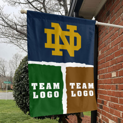 Fighting Irish vs Custom Team House Divided Flag, NCAA College Flag