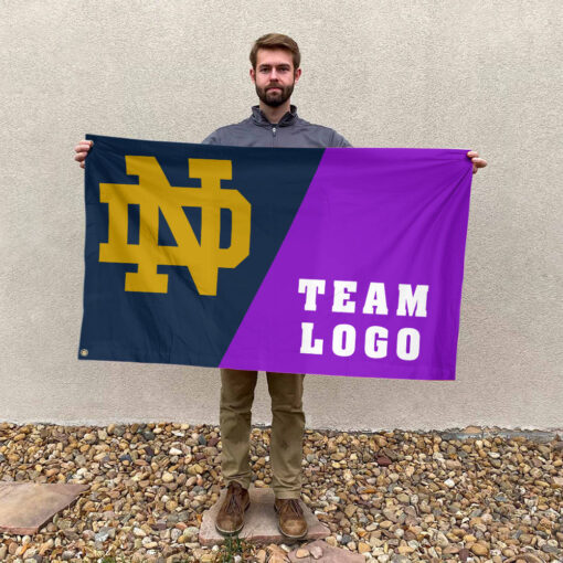 Fighting Irish vs Custom Team House Divided Flag, NCAA College Rivalry Flag