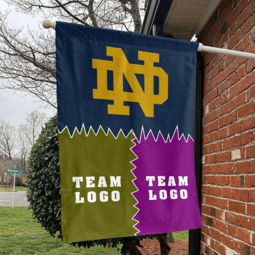 Fighting Irish vs Custom Team House Divided Flag, NCAA Game Day Flag