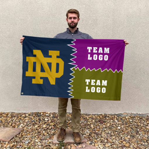 Fighting Irish vs Custom Team House Divided Flag, NCAA Game Day Flag