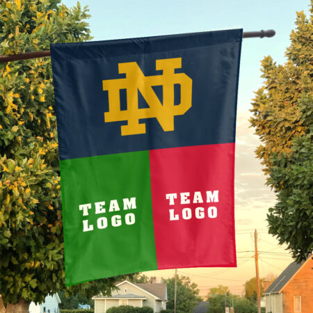 Fighting Irish vs Custom Team House Divided Flag, NCAA House Flag