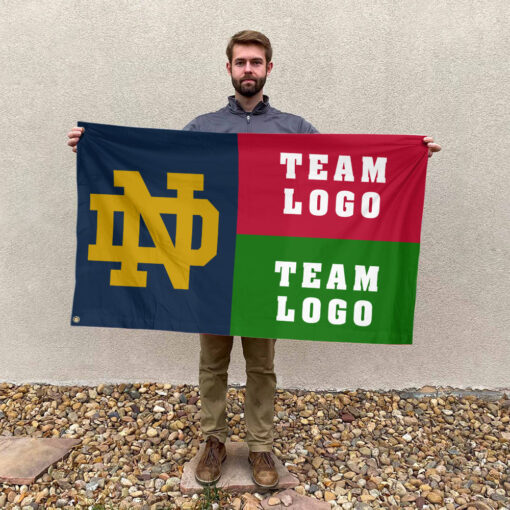 Fighting Irish vs Custom Team House Divided Flag, NCAA House Flag
