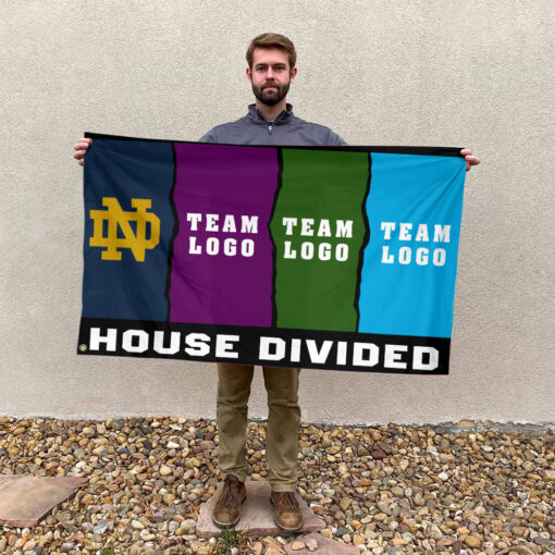 Fighting Irish vs Custom Team House Divided Flag, NCAA Rival Flag