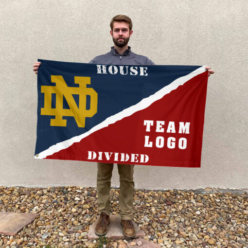 Fighting Irish vs Custom Team House Divided Flag, NCAA Spirit Flag