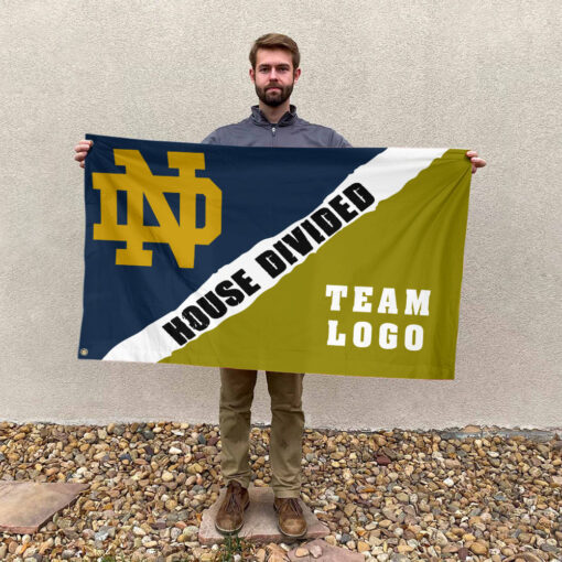 Fighting Irish vs Custom Team House Divided Flag, NCAA Split Flag