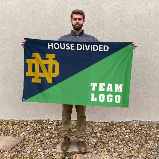 Fighting Irish vs Custom Team House Divided Flag, NCAA Team Flag
