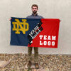 Fighting Irish vs Custom Team House Divided Flag, NCAA Two Team Flag