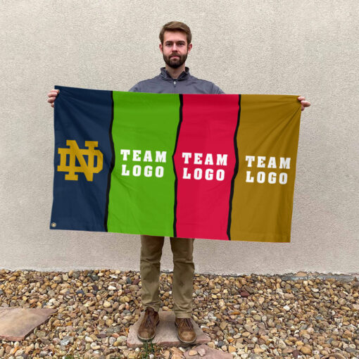 Fighting Irish vs Custom Team House Divided Flag, Personalized College Flag Fighting Irish vs Custom Team House Divided Flag, Personalized College Flag