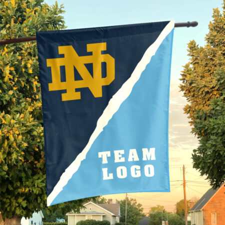 Fighting Irish vs Custom Team House Divided Flag, Personalized NCAA Flag